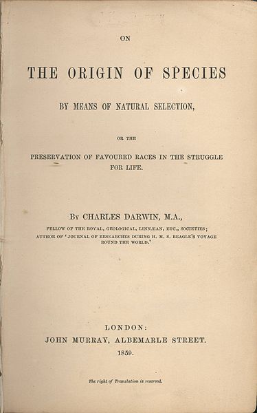 The Origin of Species, by Charles Darwin