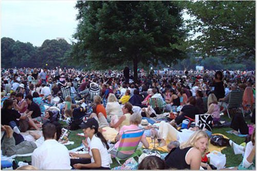 Concert party at New York Philharmonic in Central Park