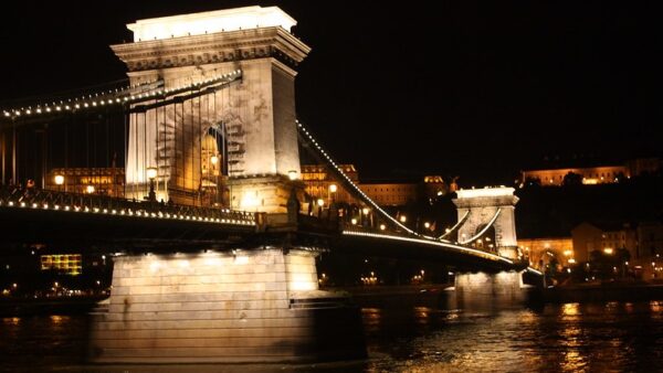 The Széchenyi Chain Bridge in Budapest, Hungary