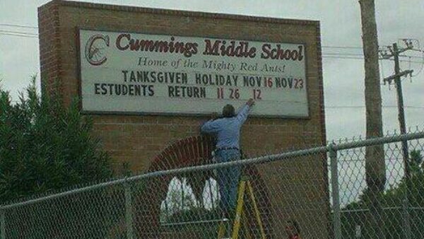 Famous Spelling Mistake by Cummings Middle School