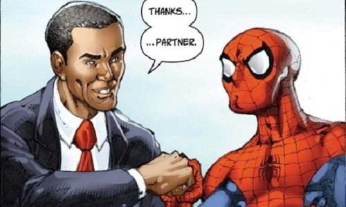 Spiderman meets Barrack Obama