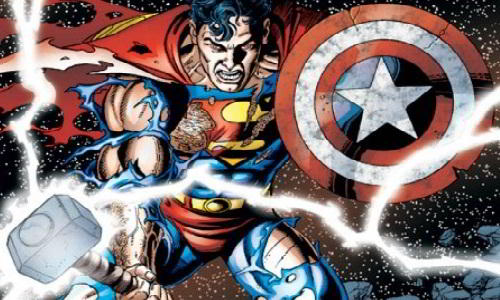 Superman Lifts Captain America’s Shield and Thor’s Hammer