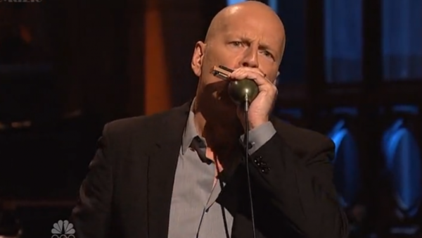Bruce Willis Playing Harmonica